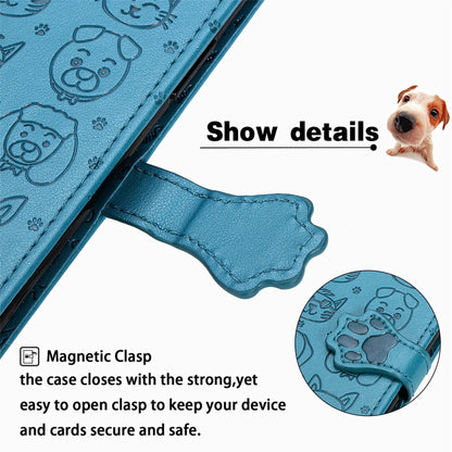 For Galaxy S10E Cute Cat and Dog Embossed Horizontal Flip Leather Case with Bracket / Card Slot / Wallet / Lanyard(Blue) by buy2fix