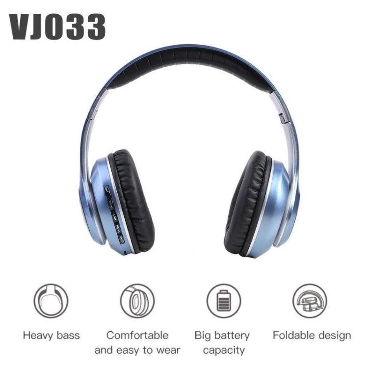 VJ033 Multi-function Upgrade Bluetooth 5.0 Headset Stereo Wireless LED Microphone FM Radio Headset(Gray) - Headset & Headphone by buy2fix | Online Shopping UK | buy2fix