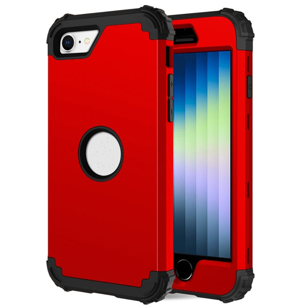 For iPhone SE 2022 / SE 2020 Silicone + PC Three-piece Anti-drop Mobile Phone Protection Back Cover(Red) by buy2fix