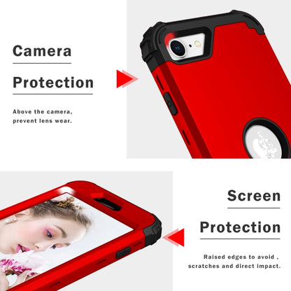 For iPhone SE 2022 / SE 2020 Silicone + PC Three-piece Anti-drop Mobile Phone Protection Back Cover(Red) - Apple Accessories by buy2fix | Online Shopping UK | buy2fix