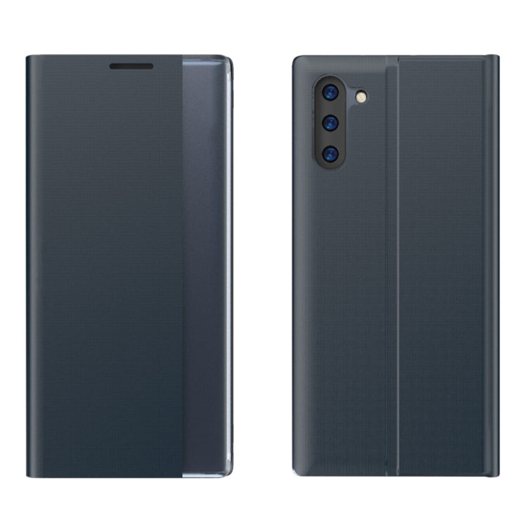 For Galaxy Note 10 Plus Plain Texture Cloth Attraction Flip Holder Leather Phone Case(Dark Blue) by buy2fix