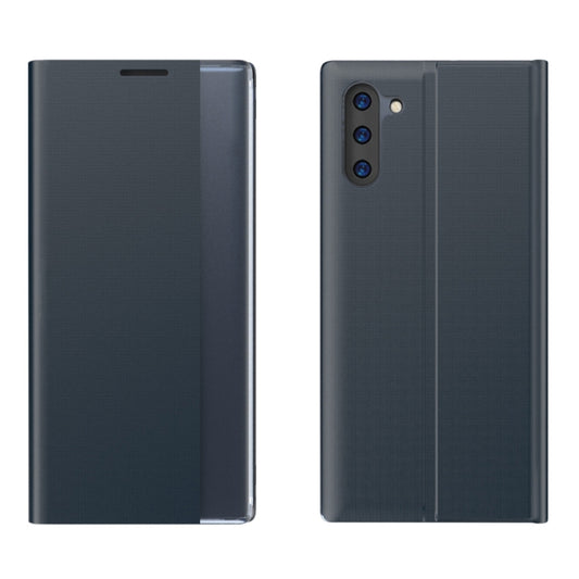 For Galaxy Note 10 Plus Plain Texture Cloth Attraction Flip Holder Leather Phone Case(Dark Blue) by buy2fix