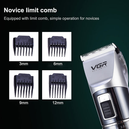 VGR V-002 12W Electric Hair Clipper with LED Display, Plug Type: EU Plug - Hair Trimmer by VGR | Online Shopping UK | buy2fix