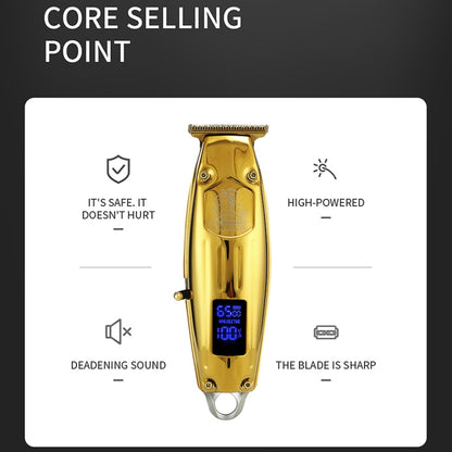 VGR V-220 5W USB Portable Metal Hair Clipper with LCD Display (Gold) - Hair Trimmer by VGR | Online Shopping UK | buy2fix