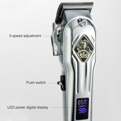 VGR V-267 10W USB Metal Hair Clipper with LED Digital Display & 5 Gears Adjustment (Gold) - Hair Trimmer by VGR | Online Shopping UK | buy2fix