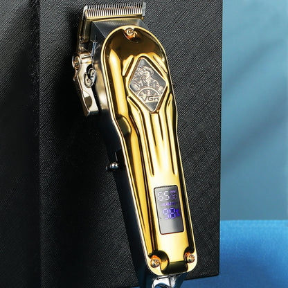 VGR V-267 10W USB Metal Hair Clipper with LED Digital Display & 5 Gears Adjustment (Gold) - Hair Trimmer by VGR | Online Shopping UK | buy2fix