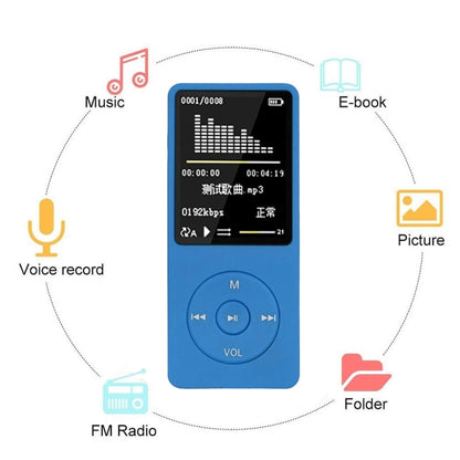 Fashion Portable LCD Screen FM Radio Video Games Movie MP3 MP4 Player Mini Walkman, Memory Capacity:8GB(Blue) - Consumer Electronics by buy2fix | Online Shopping UK | buy2fix