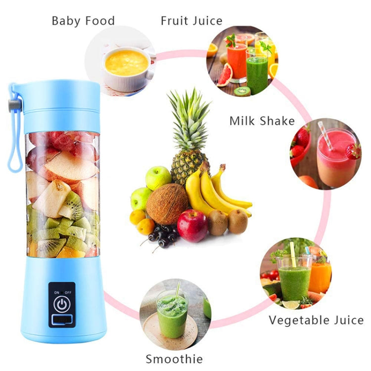 USB Rechargeable Electric Automatic Vegetable Fruit Citrus Orange Juice Maker Cup Mixer Bottle (380ML)(6 Blades Blue) - Home & Garden by buy2fix | Online Shopping UK | buy2fix