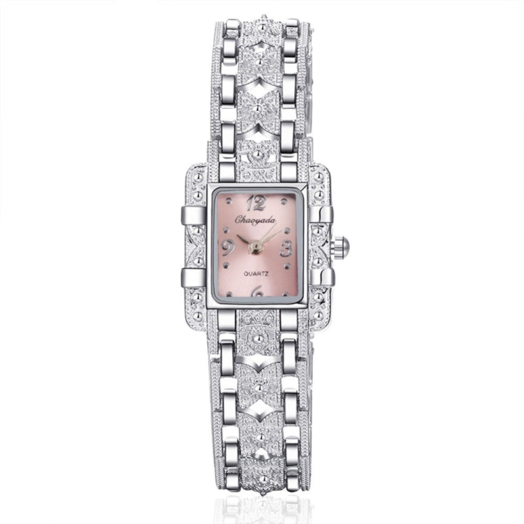 Square Dial Stainless Steel Strap Quartz Watch(Pink) - Metal Strap Watches by buy2fix | Online Shopping UK | buy2fix