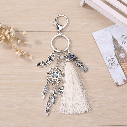 2 PCS Simple Fashion Wool Tassel Dream Catching Keychain(Beige) by buy2fix