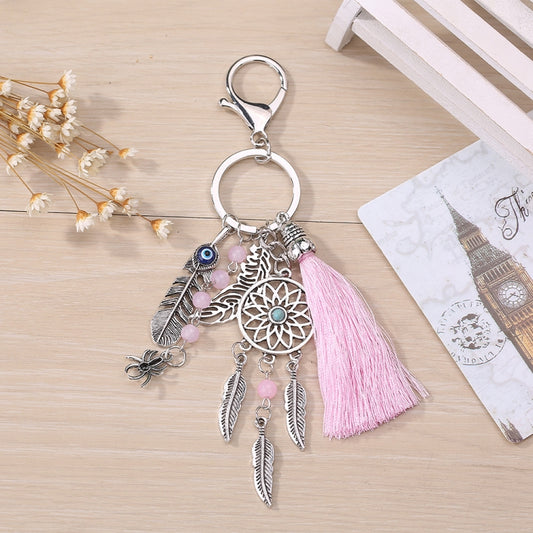 2 PCS Simple Fashion Wool Tassel Dream Catching Keychain(Pink) by buy2fix