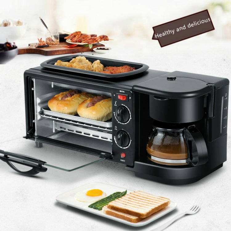 3 in 1 Electric Breakfast Machine Multifunction Coffee Maker + Frying Pan + Mini Oven  Household Bread Pizza Oven(Black) - Home & Garden by buy2fix | Online Shopping UK | buy2fix