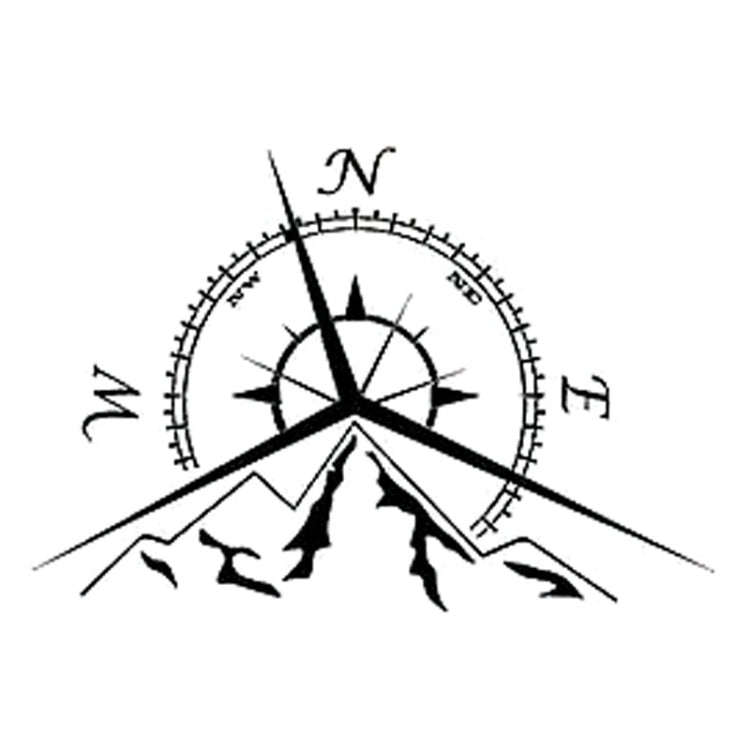 5 PCS NSWE Fashion Mountains Compass Rose Decal Nautical Compass Navigate Car Sticker, Size: 13.7x9.4cm(Black) by buy2fix