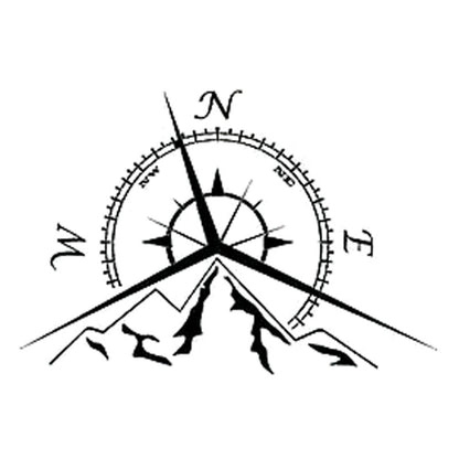 5 PCS NSWE Fashion Mountains Compass Rose Decal Nautical Compass Navigate Car Sticker, Size: 13.7x9.4cm(Black) by buy2fix