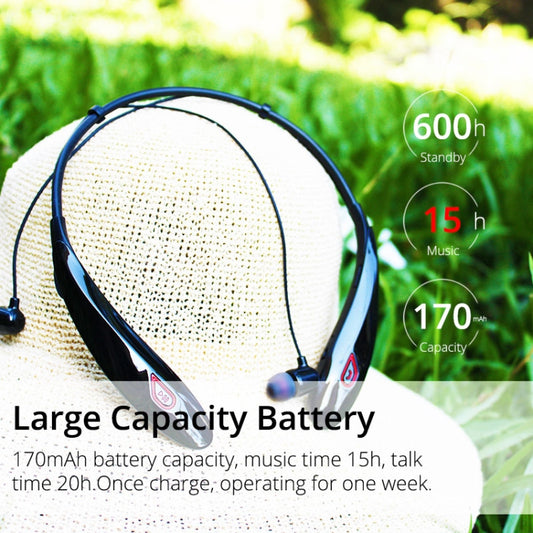Large Capacity Battery Handsfree Sport Wireless Bluetooth Stereo Earphones with Mic(Black gold) by buy2fix