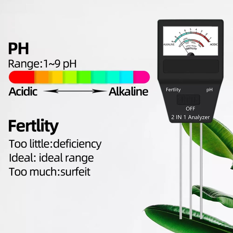 2 in 1 Soil PH Meter Fertility Tester Instrument Gardening Tools with 3 Probes - Consumer Electronics by buy2fix | Online Shopping UK | buy2fix