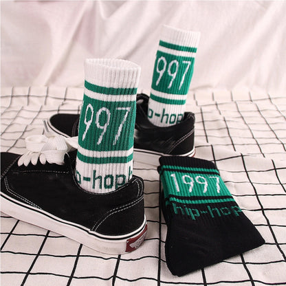 3 Pairs Street Beat Retro Hip Hop Simple Tube Socks Sports Skateboard Socks, Size:One Size(White) - Tube Socks by buy2fix | Online Shopping UK | buy2fix