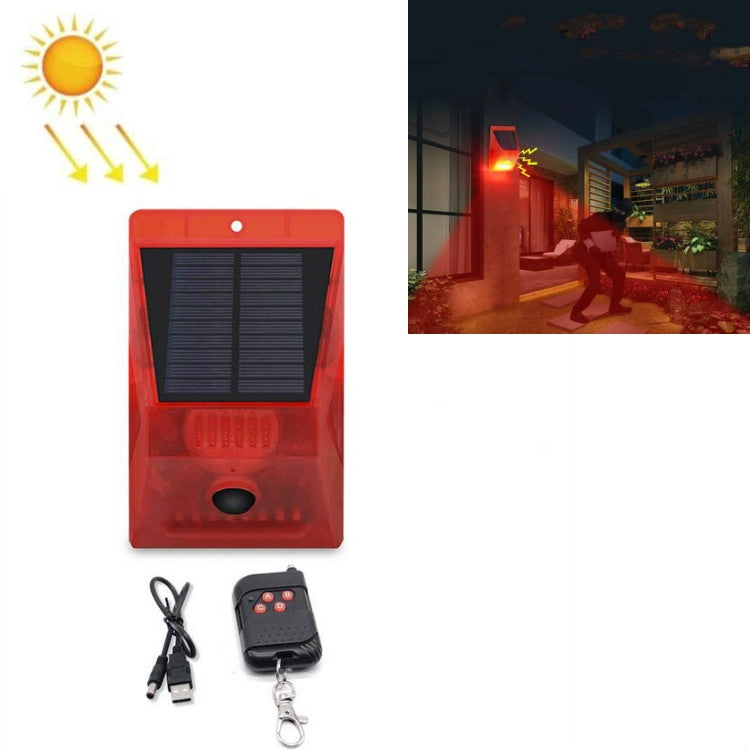 129dB Solar Alarm Light Human Body Induction Remote Control Alarm Farm Anti-theft Drive Object Sound and Light Alarm Light, Style:N911C English - Security by buy2fix | Online Shopping UK | buy2fix