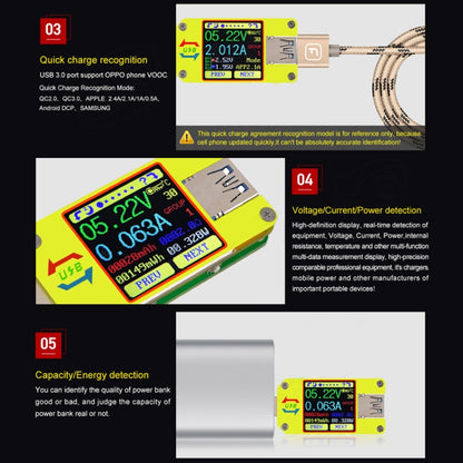 USB 3.0 Color Display Screen Tester Voltage-current Measurement Type-C Meter, Support Android APP, Model:UM34C with Bluetooth - Consumer Electronics by buy2fix | Online Shopping UK | buy2fix