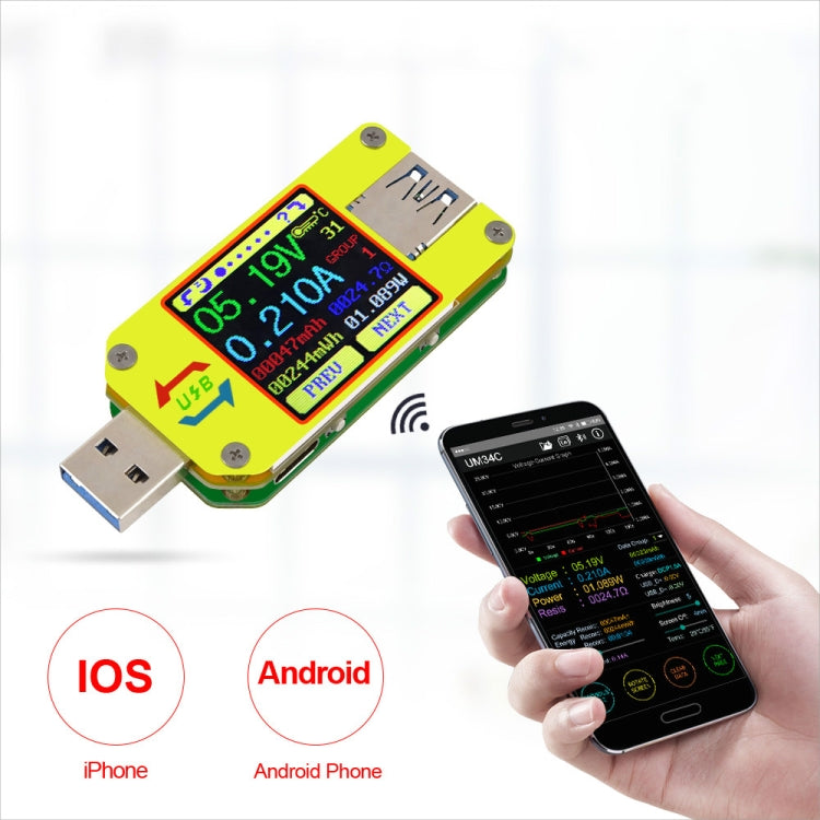 USB 3.0 Color Display Screen Tester Voltage-current Measurement Type-C Meter, Support Android APP, Model:UM34C with Bluetooth - Consumer Electronics by buy2fix | Online Shopping UK | buy2fix