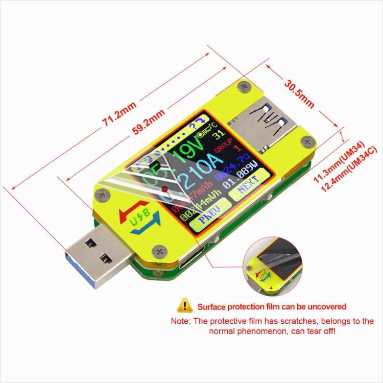 USB 3.0 Color Display Screen Tester Voltage-current Measurement Type-C Meter, Support Android APP, Model:UM34C with Bluetooth - Consumer Electronics by buy2fix | Online Shopping UK | buy2fix