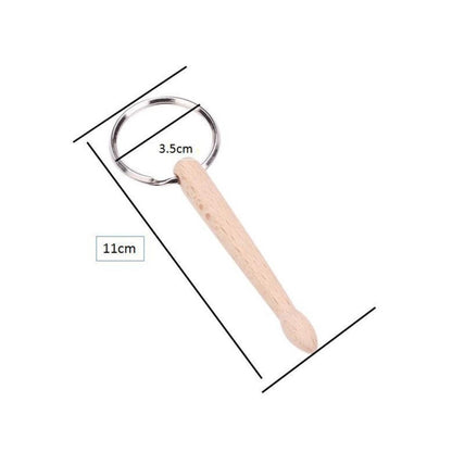 3 PCS Mini Drumsticks Keychain Beech Drum Sticks Percussion Music Gift(Single) by buy2fix