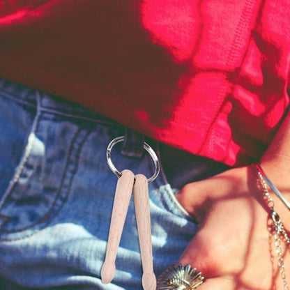 3 PCS Mini Drumsticks Keychain Beech Drum Sticks Percussion Music Gift(Double) by buy2fix