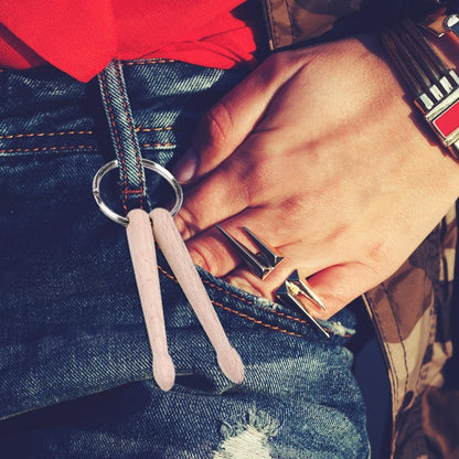 3 PCS Mini Drumsticks Keychain Beech Drum Sticks Percussion Music Gift(Double) by buy2fix