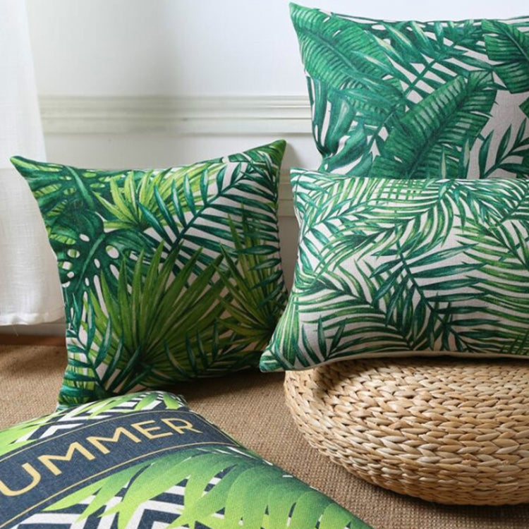 Tropical Plants Pillow Case Polyester Decorative Pillowcases Green Leaves Throw Pillow Cover Square 45CM x45CM(37) - Cushions & Pillows by buy2fix | Online Shopping UK | buy2fix