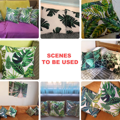 Tropical Plants Pillow Case Polyester Decorative Pillowcases Green Leaves Throw Pillow Cover Square 45CM x45CM(37) - Cushions & Pillows by buy2fix | Online Shopping UK | buy2fix