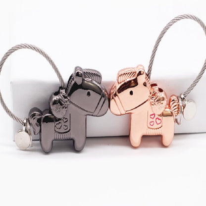 Couple Keychain with Magnet Creative Metal Small Gift Car Bag Pendant(Rose Gold) by buy2fix