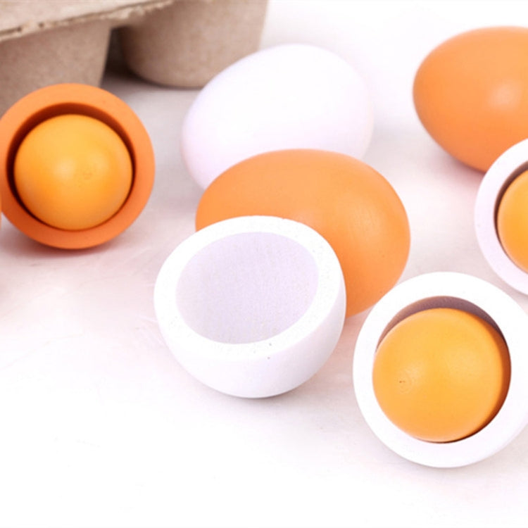 6 PCS Wooden Eggs Yolks Simulated Kitchen Food Cooking Toys Set Pretend Play For Children - Pretend Play Toys by buy2fix | Online Shopping UK | buy2fix