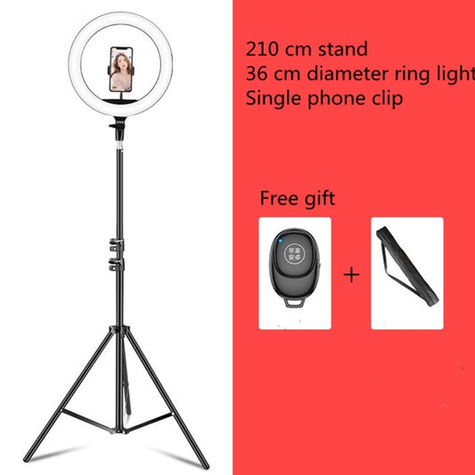 14 inch+Phone Clip Dimmable Color Temperature LED Ring Fill Light Live Broadcast Set With 2.1m Tripod Mount, CN Plug by buy2fix