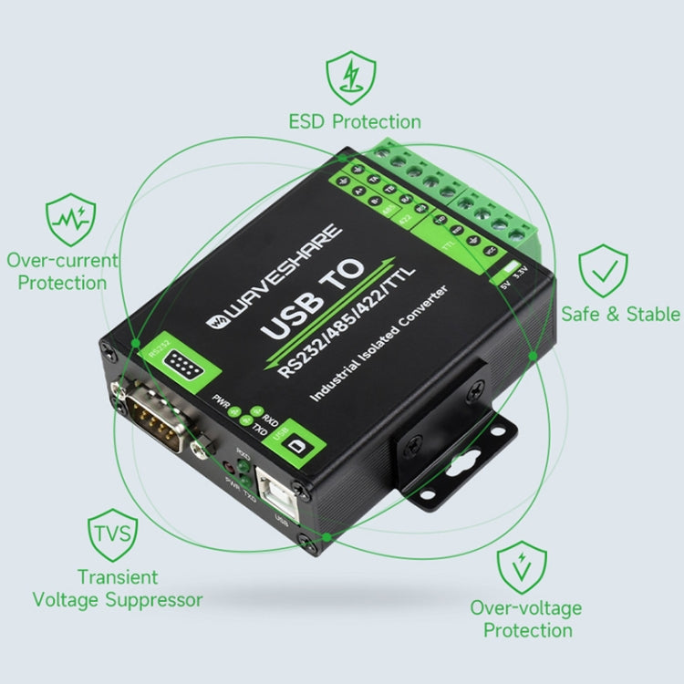 Waveshare FT232RNL USB To RS232/485/422/TTL Interface Industrial Isolation Converter, 23996 - Consumer Electronics by Waveshare | Online Shopping UK | buy2fix