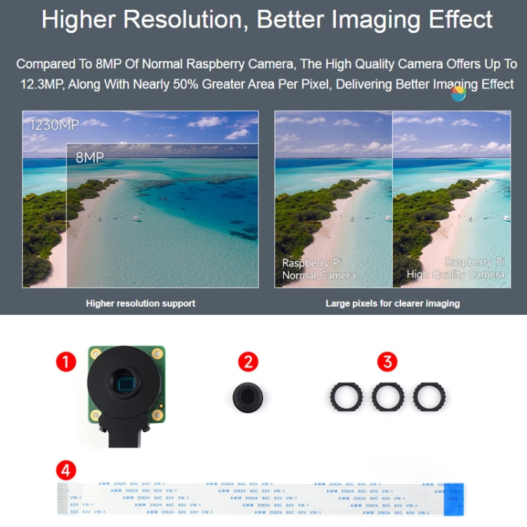 Waveshare For Raspberry Pi Camera M12 High Sensitivity Lens, 12.3MP IMX477R Sensor, 23945 - Consumer Electronics by WAVESHARE | Online Shopping UK | buy2fix