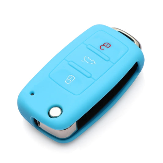 2 PCS Silicone Car Key Cover Case for Volkswagen Golf(Blue) by buy2fix