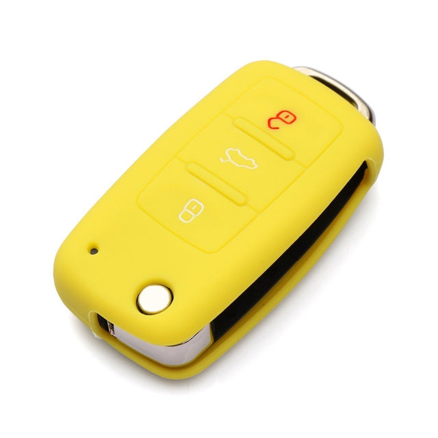 2 PCS Silicone Car Key Cover Case for Volkswagen Golf(Yellow) by buy2fix