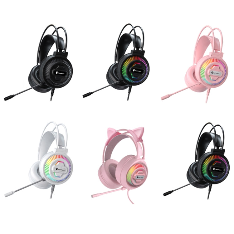 PANTSAN PSH-400 USB Computer Head-Mounted Luminous RGB Wired Headset, Specification:3.5mm Pink - Multimedia Headset by PANTSAN | Online Shopping UK | buy2fix