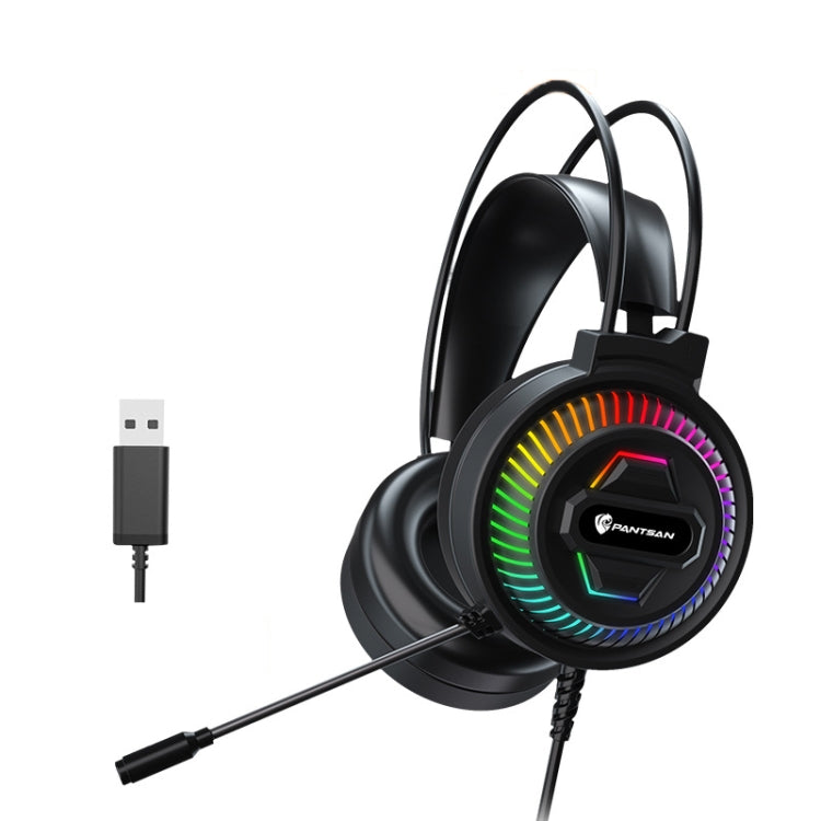 PANTSAN PSH-400 USB Computer Head-Mounted Luminous RGB Wired Headset, Specification:7.1 USB - Multimedia Headset by PANTSAN | Online Shopping UK | buy2fix