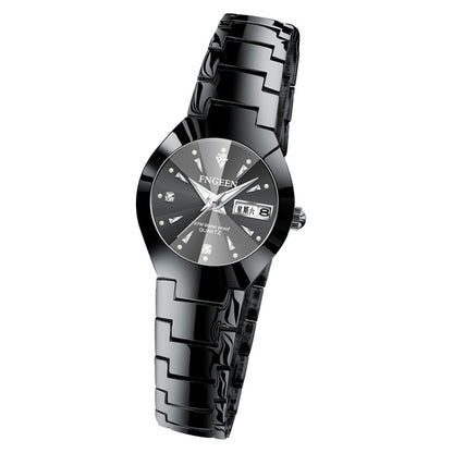 FNGEEN 5808 Women Fashion Steel Strap Quartz Watch Couple Watch(Black Steel Black Surface) - Couple Watches by FNGEEN | Online Shopping UK | buy2fix