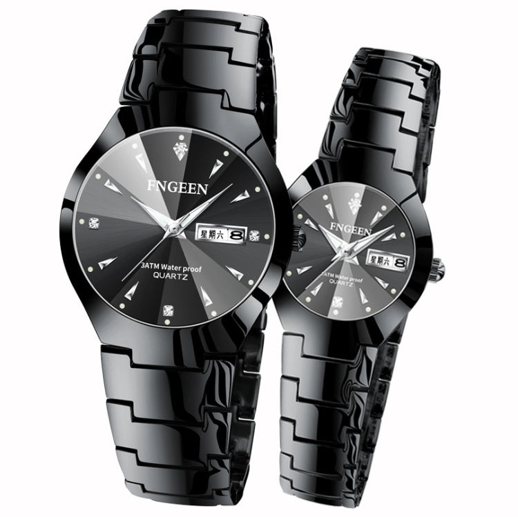 FNGEEN 5808 Women Fashion Steel Strap Quartz Watch Couple Watch(Black Steel Black Surface) - Couple Watches by FNGEEN | Online Shopping UK | buy2fix