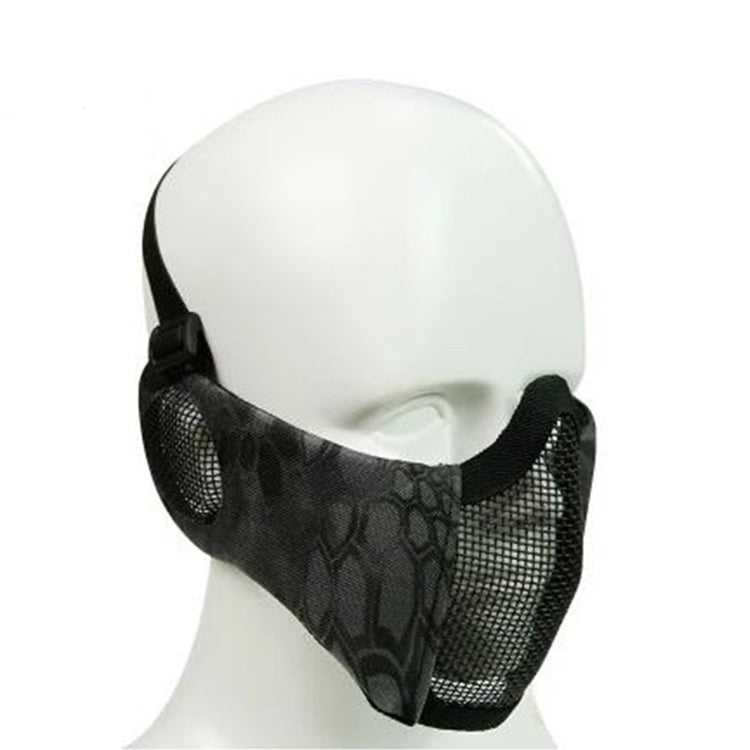 WoSporT Half Face Metal Net Field Ear Protection Outdoor Cycling Steel Mask(Dark Crepe) by buy2fix