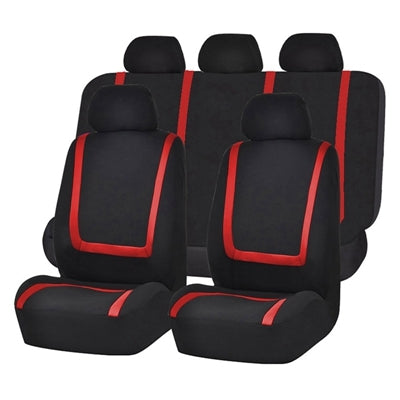 Universal Car Seat Cover Polyester Fabric Automobile Seat Covers Car Seat Cover Vehicle Seat Protector Interior Accessories 9pcs Set Red by buy2fix