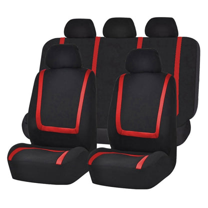 Universal Car Seat Cover Polyester Fabric Automobile Seat Covers Car Seat Cover Vehicle Seat Protector Interior Accessories 9pcs Set Red - Seat Accessories by buy2fix | Online Shopping UK | buy2fix