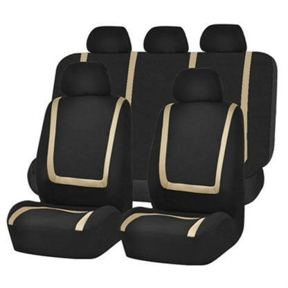 Universal Car Seat Cover Polyester Fabric Automobile Seat Covers Car Seat Cover Vehicle Seat Protector Interior Accessories 9pcs Set Beige - Seat Accessories by buy2fix | Online Shopping UK | buy2fix