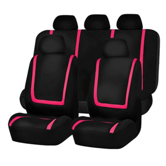Universal Car Seat Cover Polyester Fabric Automobile Seat Covers Car Seat Cover Vehicle Seat Protector Interior Accessories 9pcs Set Pink by buy2fix