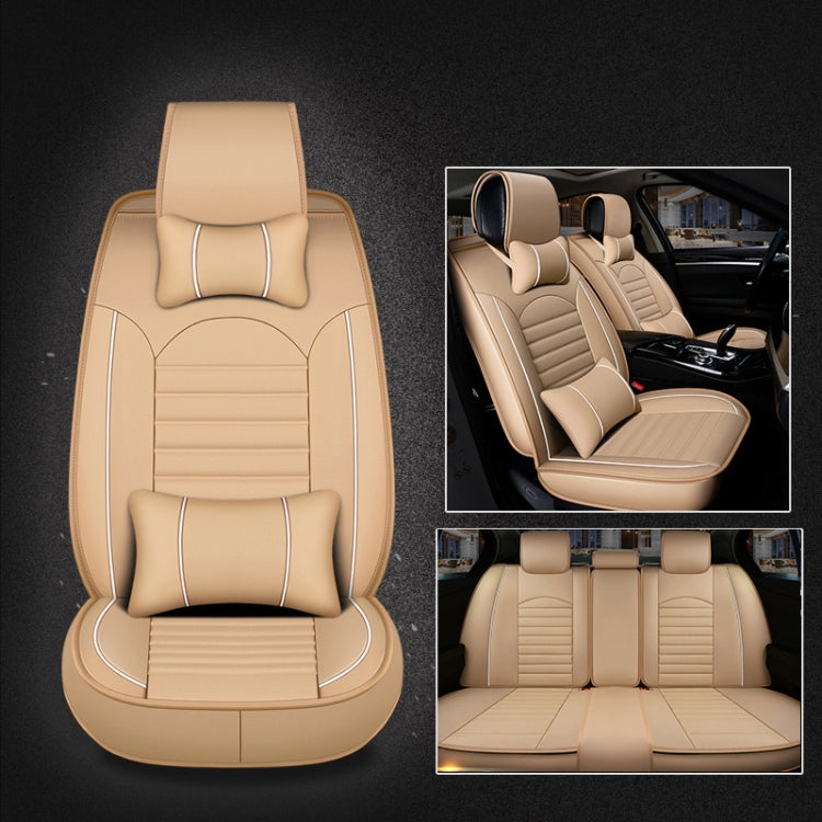 Universal PU Leather Car Seat Cover Beige Deluxe - Seat Accessories by buy2fix | Online Shopping UK | buy2fix