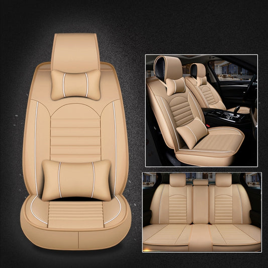 Universal PU Leather Car Seat Cover Beige Deluxe by buy2fix