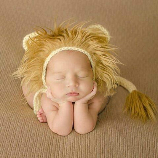 Newborn Photography Little Lion Wool Cartoon Hat and Tail Props For 0-2 Month(Hat + Tail) - Camera Accessories by buy2fix | Online Shopping UK | buy2fix