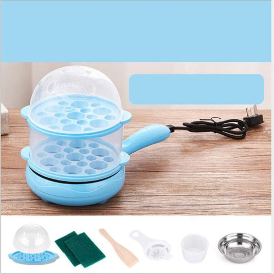Multifunction Mini Non-Stick Frying Pan Boiler Steamer Cooker Poached Eggpot(Blue double storey package) by buy2fix